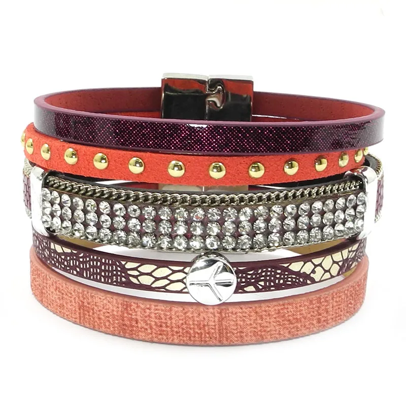 Летние кожаные браслеты WELLMORE 4 цвета 3 размера очаровательные для женщин