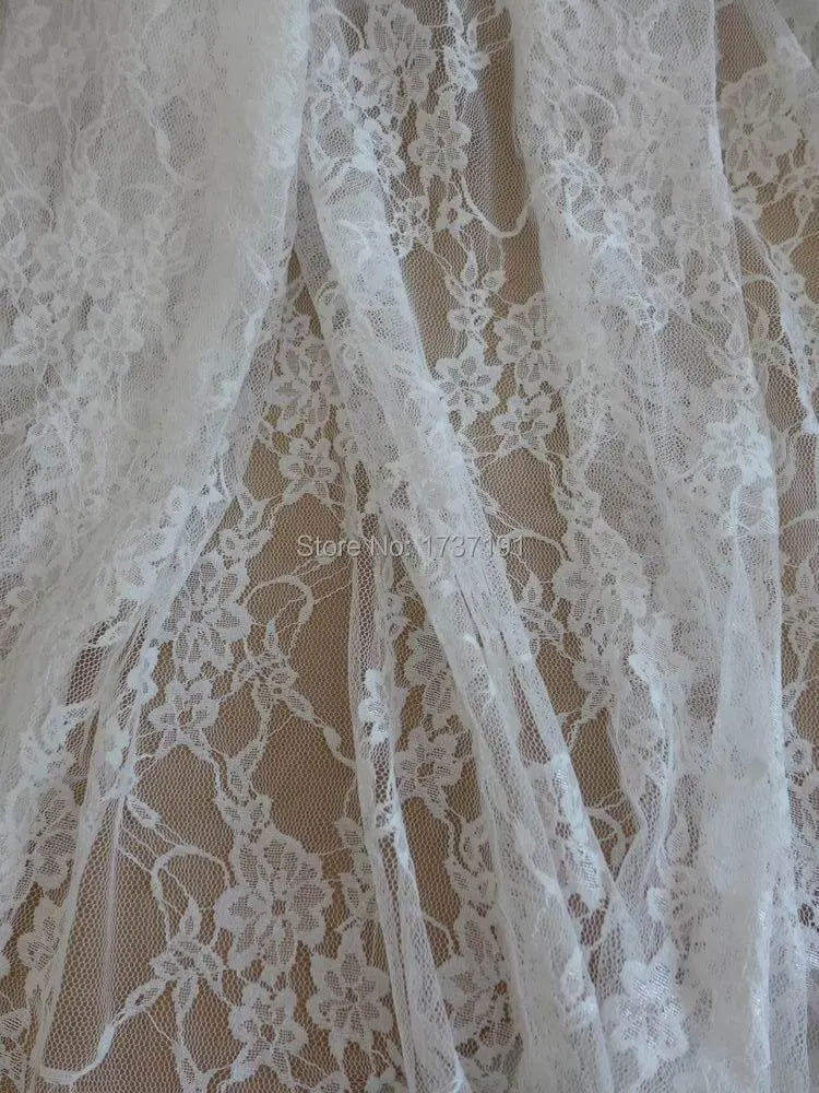 White fabric beautiful allover stretch lace sheer floral elastic by the yard | Дом и сад