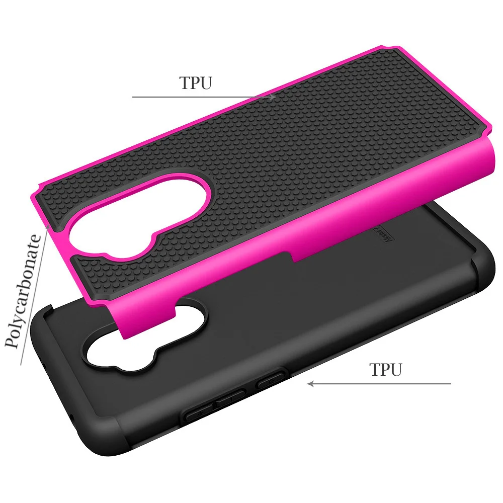 Двухслойный гибридный бронированный чехол для Alcatel 7, ударопрочный мягкий TPU и жесткий PC задняя крышка Фолио / T-Mobile Revvl 2 Plus.