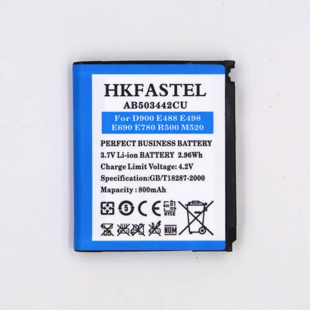 Аккумулятор для сотового телефона HKFASTEL AB503442CU Samsung D900 R500 M520 E488 E498 E690 E780 AB503442CE AB503442CC