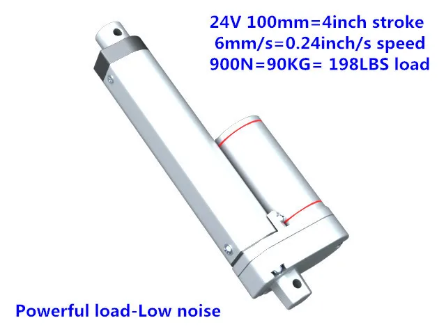 24V DC 100mm 4 inches stroke 900N 90KG 198LBS load 6mm/sec 0.24inch/sec speed mini heavy duty linear actuator LA10 type | Обустройство