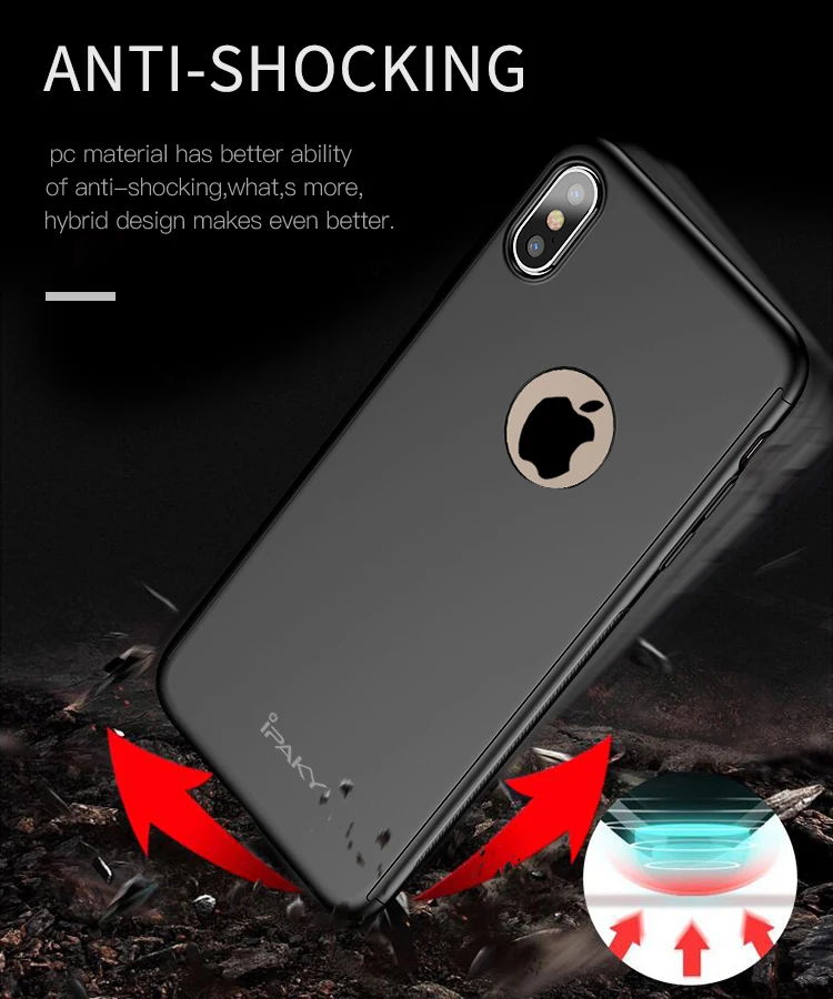 IPaky для iphone XR чехол ультра тонкий 360 Полный корпус+ Закаленное стекло протектор экрана для apple iphone XS MAX X XR 10 чехлы