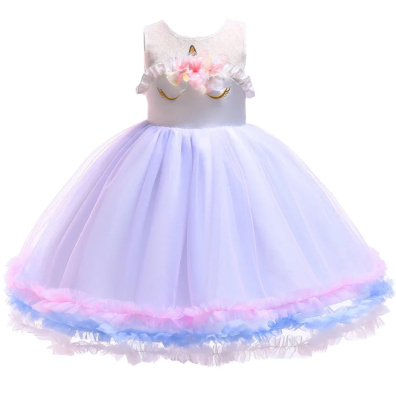 2019 Baby Girls Tutu Dress Rainbow Princess Flower Girl Teenager Birthday Party Wedding For Kids Unicorn Children Vestidos | Детская