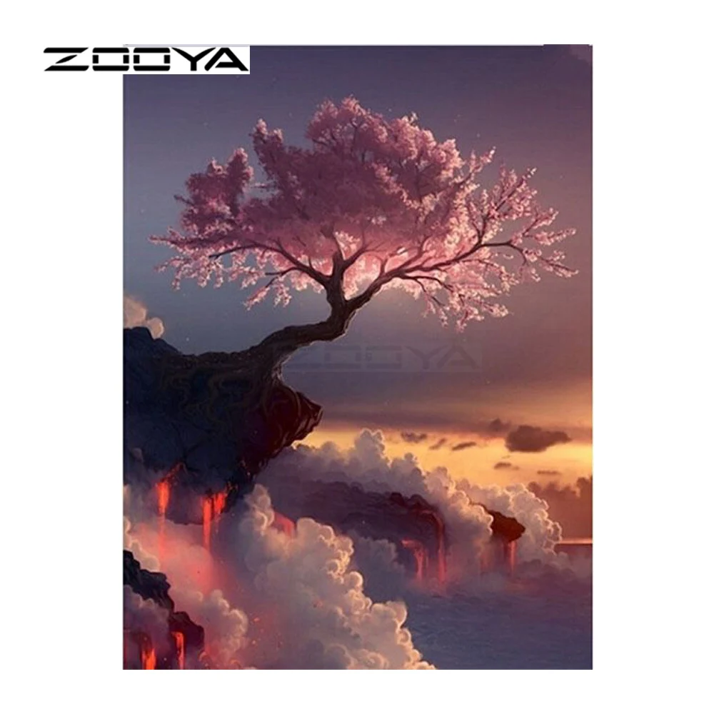 Алмазная вышивка ZOOYA 5D алмазная живопись сделай сам пейзаж дерево скала