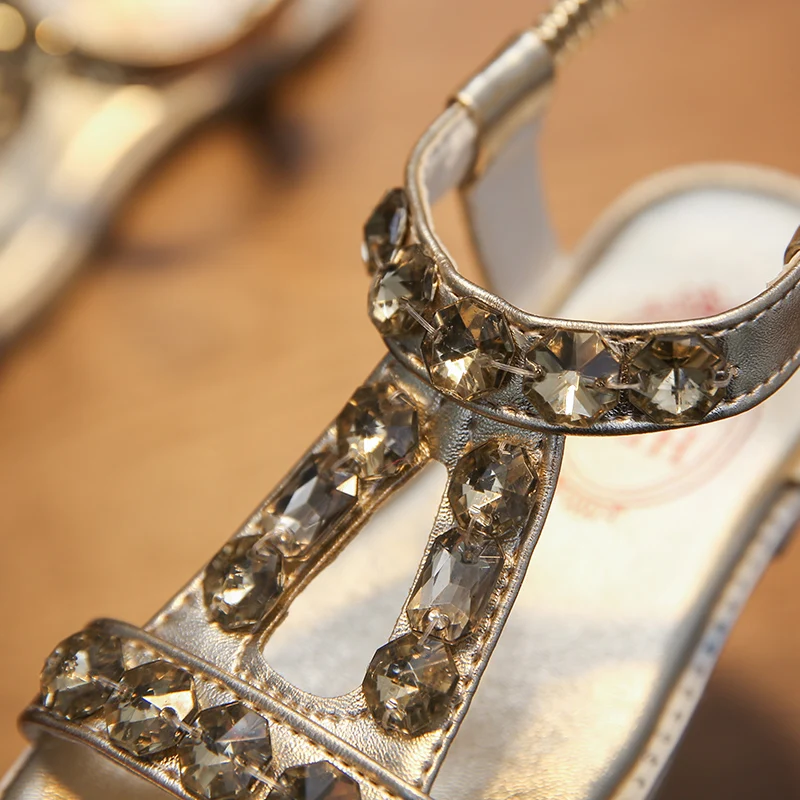 Сандалии детские из ПУ кожи со стразами 16 22 6 см|girls summer sandals|sandals princessgirls princess sandals |