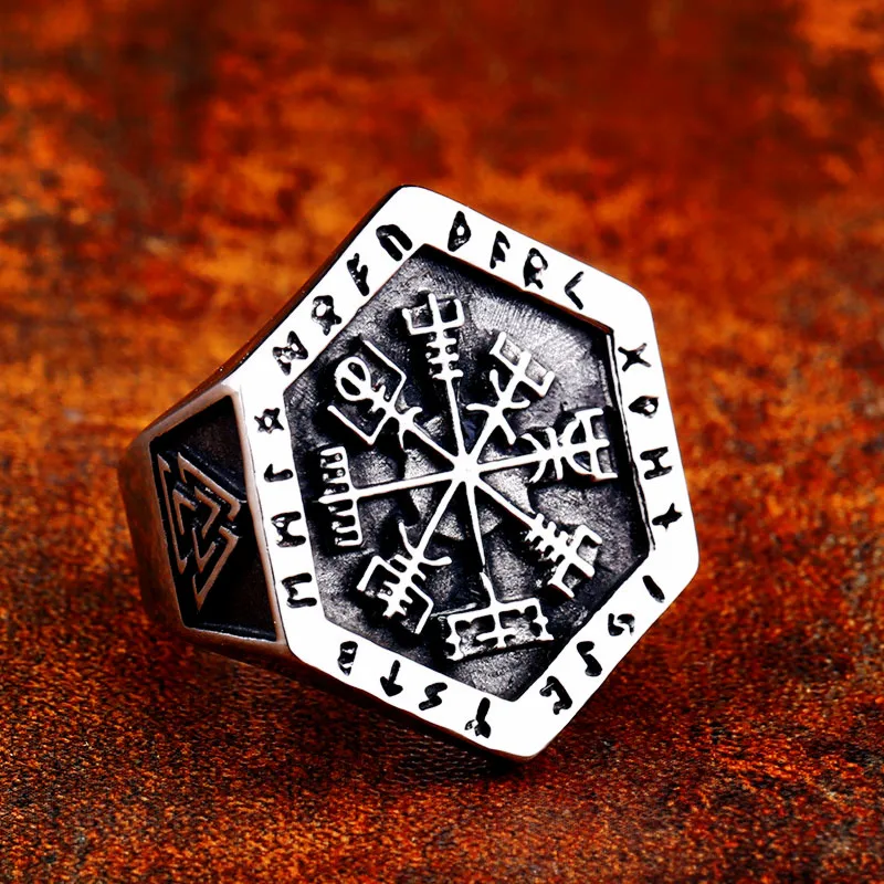 Байер 316L нержавеющая сталь Нос Викинг один Vegvisir амулет Valknut для мужчин скандинавский кольцо модные украшения LR671