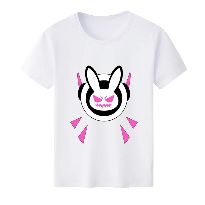 Повседневная Новая футболка для женщин Kawaii для девочек OW dva Rabbit D. VA логотип о-образный вырез с принтом футболки короткий рукав футболки