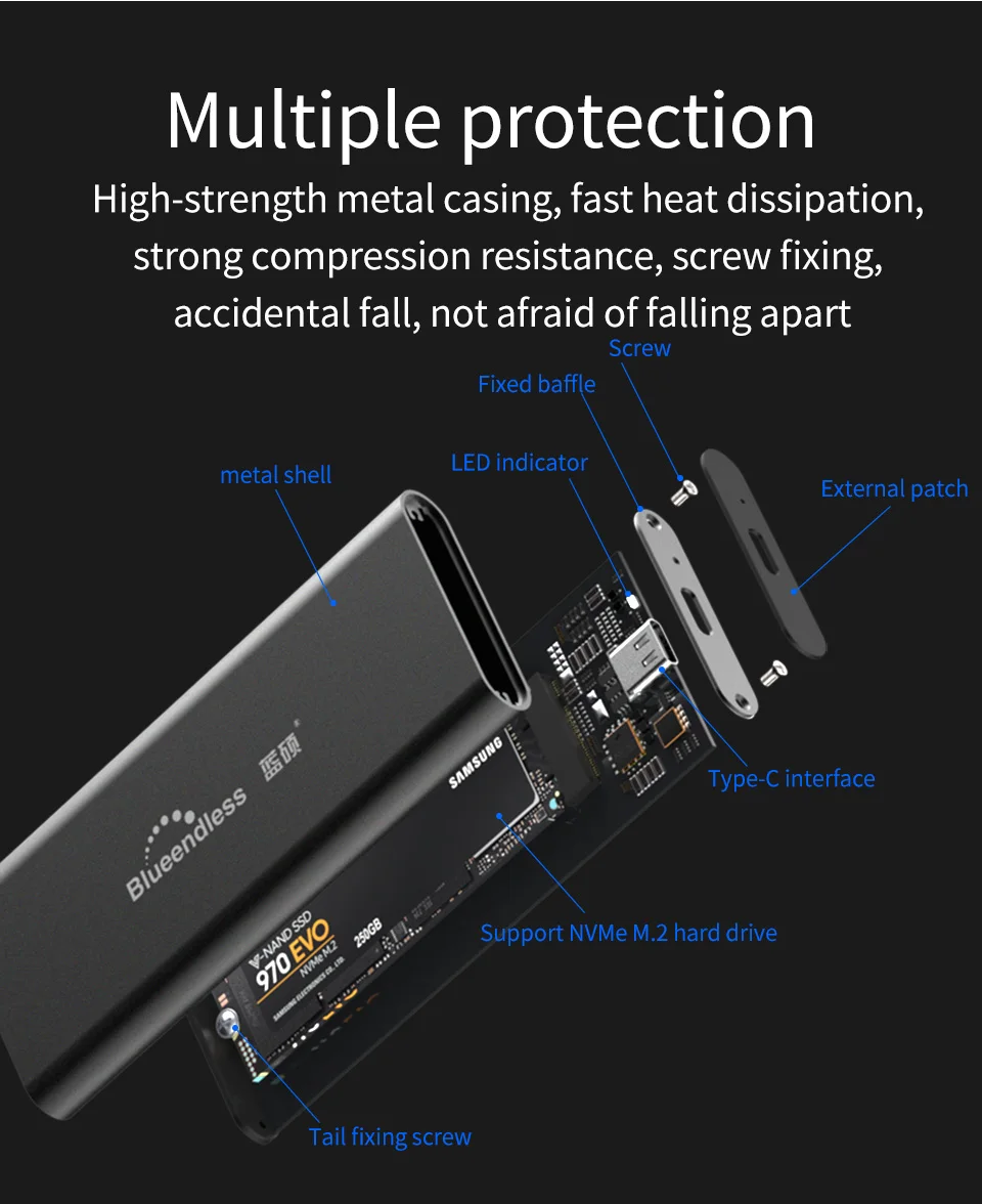 PCIE M.2 NVME USB SSD корпус M ключ Тип C USB 3,1 2240/2280 SSD чехол алюминиевый 10 Гбит/с внешний корпус жесткий диск внешний