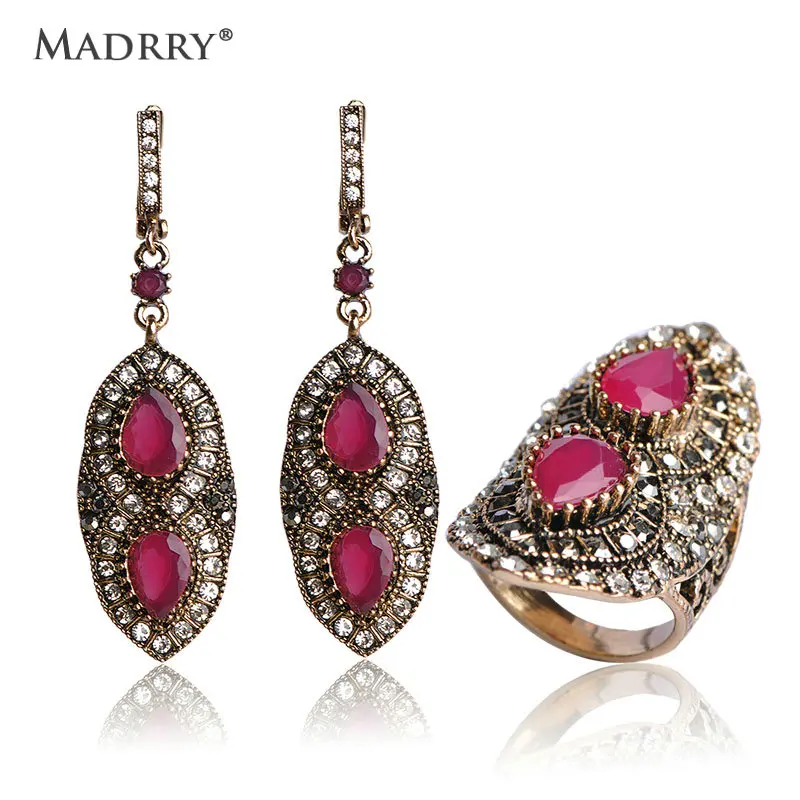 Цыганский Турецкий Винтаж Овальный Смола Ювелирные Наборы Серьги и Кольцо