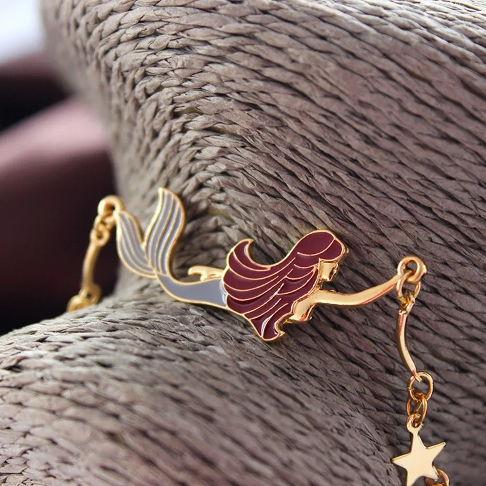 

Taoup Gold Star Little Mermaid Birthday Bracelet Party Decors for Girls Babyshower Hawaiian Party Gifts Shell Pendants Wedding