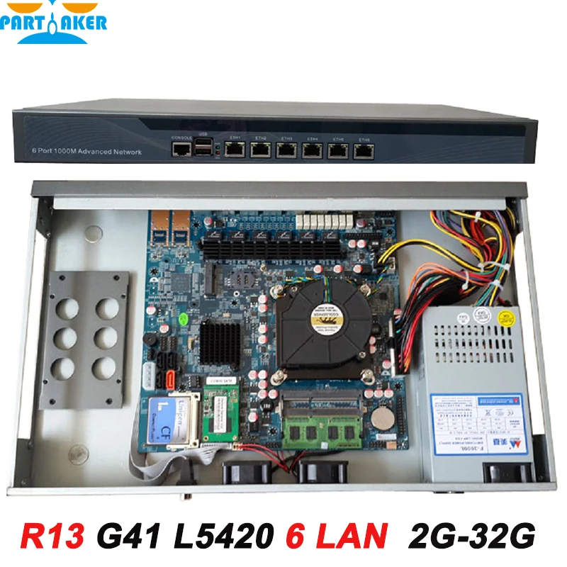 Partaker R13 L5420 6 Intel Gigabit Ethernet межсетевой маршрутизатор Mikrotik 2G ram 32G SSD|mikrotik router|intel