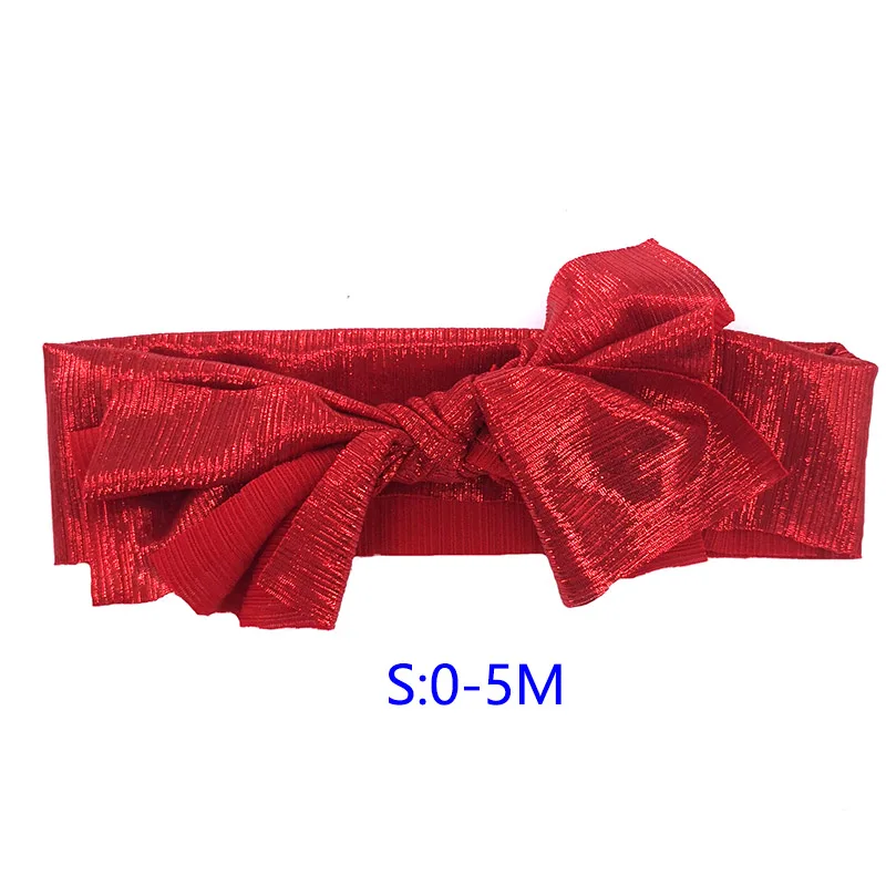 red-S Повязка на голову с серебристым металлическим бантом для новорожденных мальчиков и девочек, Милая Детская повязка на голову, аксессуары для новорожденных, подарки - Цвет: red-S
