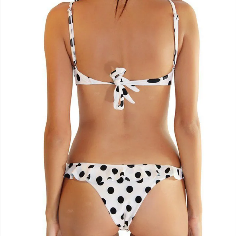 2019 Новый взрывной купальный костюм женский черный и белый горошек печати v