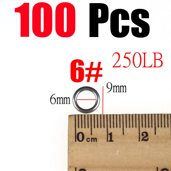 100pcs size 6 Wifreo 100 шт./пакет полированная Рыбалка твердых серебряное кольцо Нержавеющая сталь Рыбалка кольцо-приманка рыболовные принадлежности для тяжелых условий эксплуатации приманка крючковый лов кольцо - Цвет: 100pcs size 6