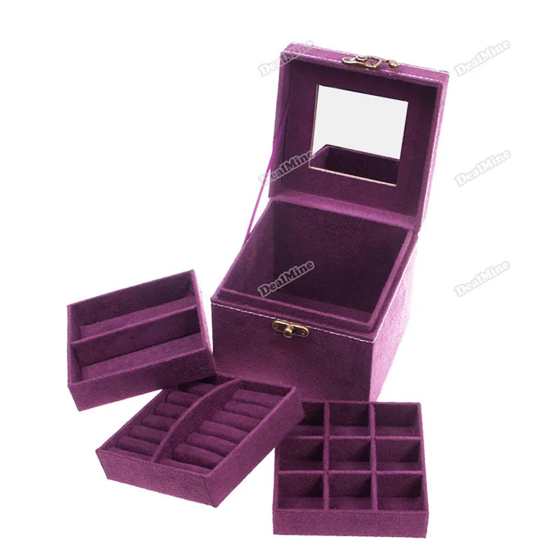 dealmine Festival! Classic Elegant 3 Tier Organizer Holder Jewelry Ring Necklace Storage Box Case popular|box bottle|box trolleycase smartphone |