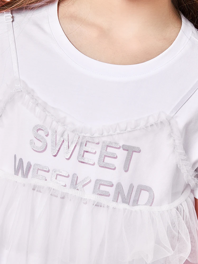 Balabala/хлопковая футболка для маленьких девочек Детская с короткими рукавами