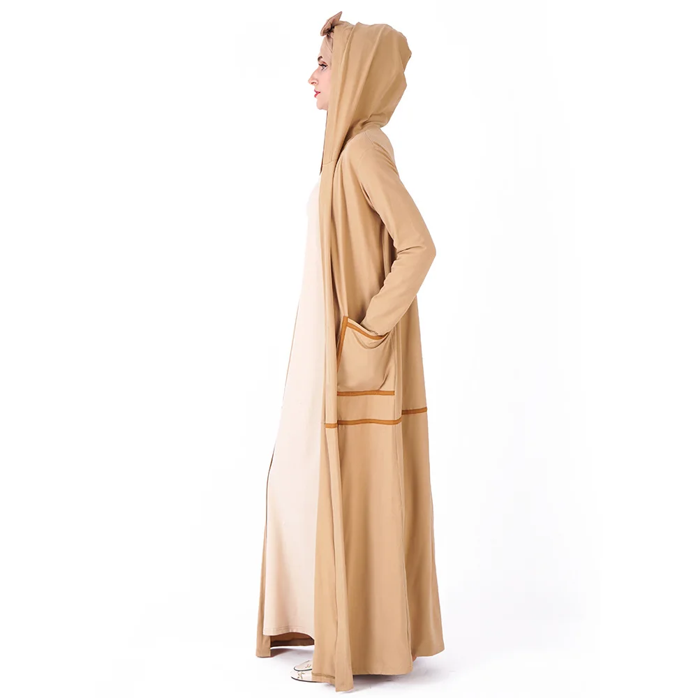 Женское мусульманское платье с капюшоном и открытой передней частью Abaya в Дубае