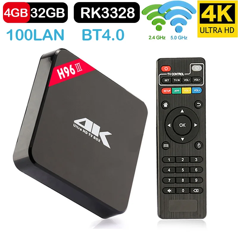 H96 III ТВ приставка на Android RK3328 4 Гб ОЗУ 32 ПЗУ USB 3 0 2 ГГц WiFi BT4.0 медиаплеер k HD Смарт PK