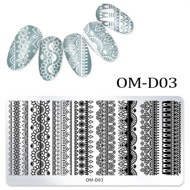 OM-D03 1 шт ожерелье шаблон ногтей штамповки пластины прямоугольные Подвески изображения ногтей трафарет шаблоны маникюрные инструменты для штампов ногтей - Цвет: OM-D03