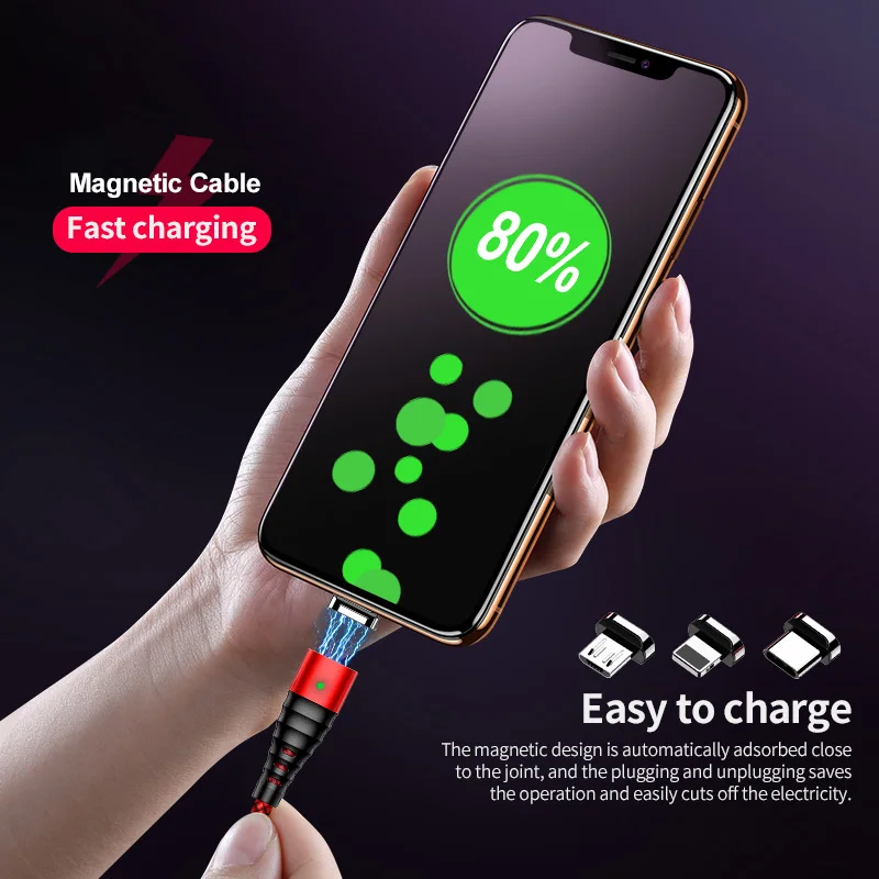 Магнитный usb-кабель Marjay для iphone X XR Xs Max 3A Quick Charger 3 0 магнитный кабель Micro USB Type-C Samsung