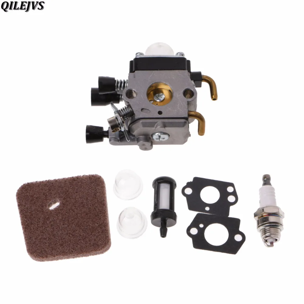 

QILEJVS Carburetor Air Fuel Filter Spark Plug Carb Kit For STIHL FS38 FS45 FS55 FC55 FS74 FS76 FS75 FS80 FS85 KM80 ZAMA C1Q