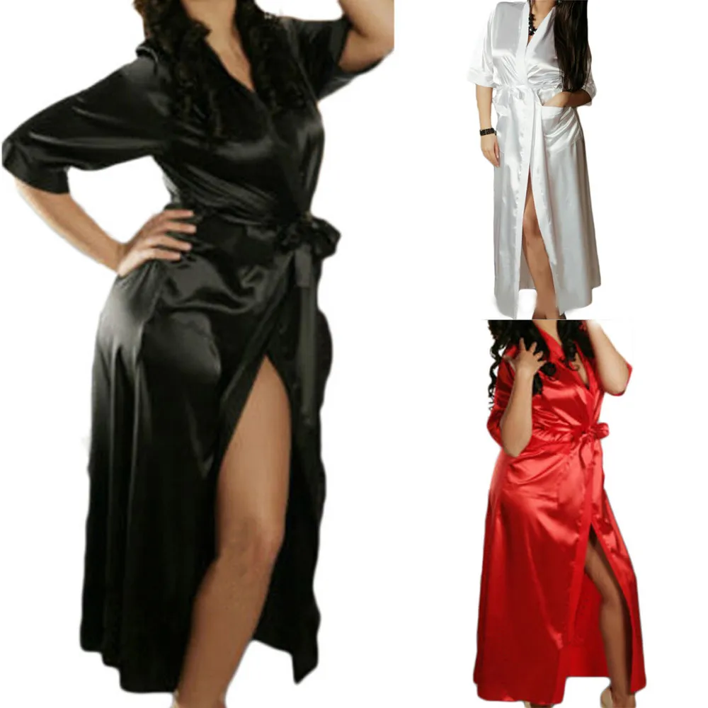 Пикантные Longo шелк vestido Babydoll Pijamas intima, Senhoras de primavera das Mulheres de noite кимоно Vestido банный Халат подходящий для детей обоих полов, roupao