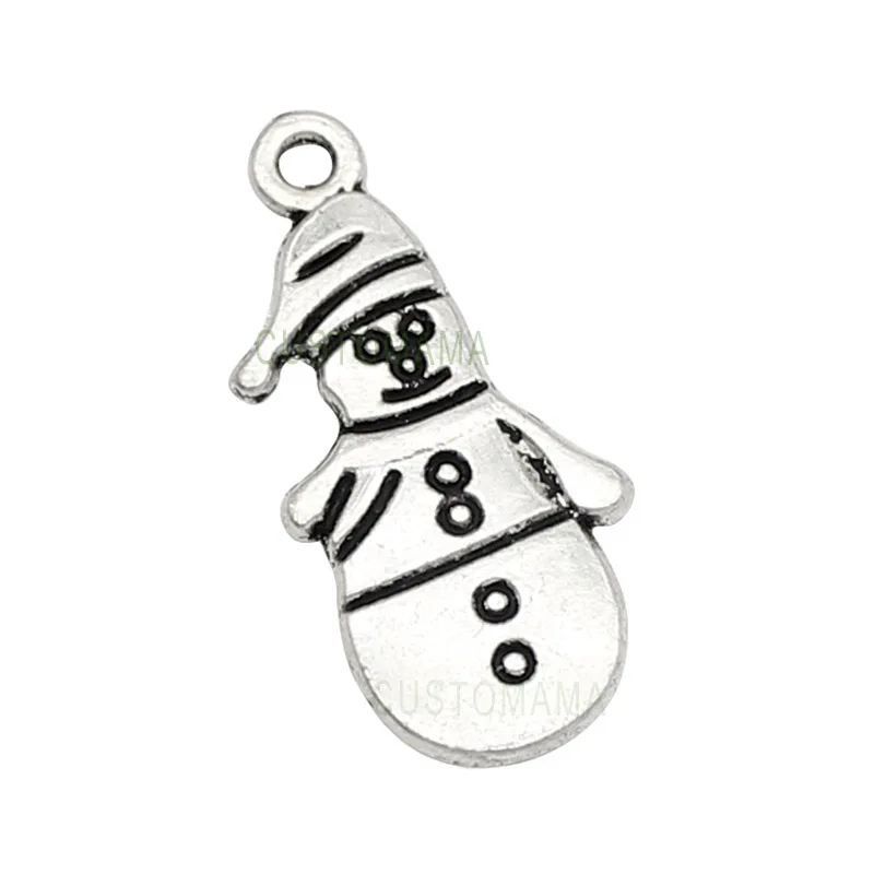 

80pcs-антикварные серебряные подвески снеговика, изготовление ювелирных изделий 25x12мм