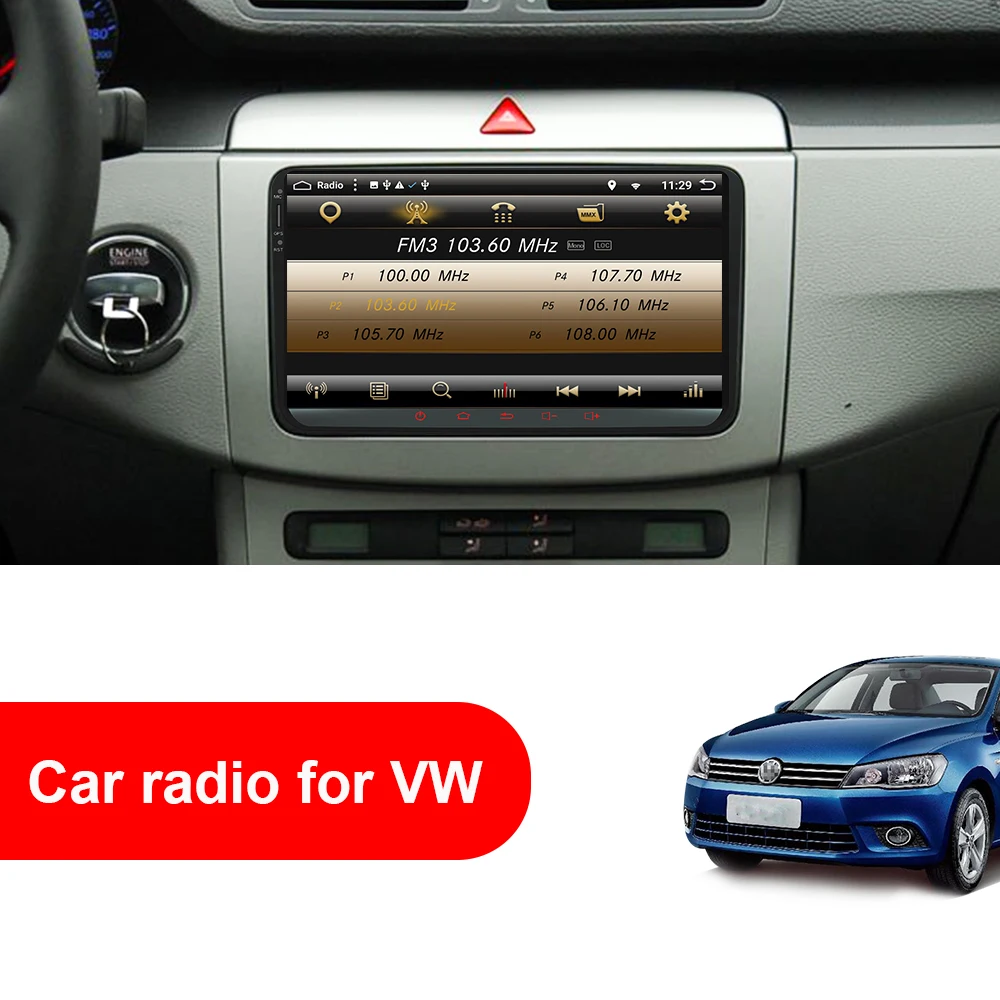 Eunavi 9 ''2 Din Android 9,0 автомобильный Радио стерео плеер для Volkswagen VW Polo Jetta Tiguan passat b6 cc fabia gps wifi 4 Гб 64 Гб ПК