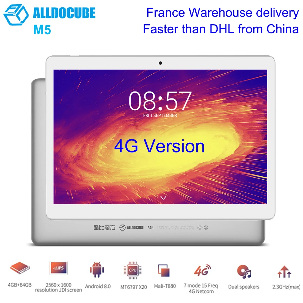 ALLDOCUBE M5 4G планшет 10 1 ''фаблет Android 8 0 MTK X20 Deca Core 4 Гб 64 двойной WiFi 5.0MP 2.0MP две камеры