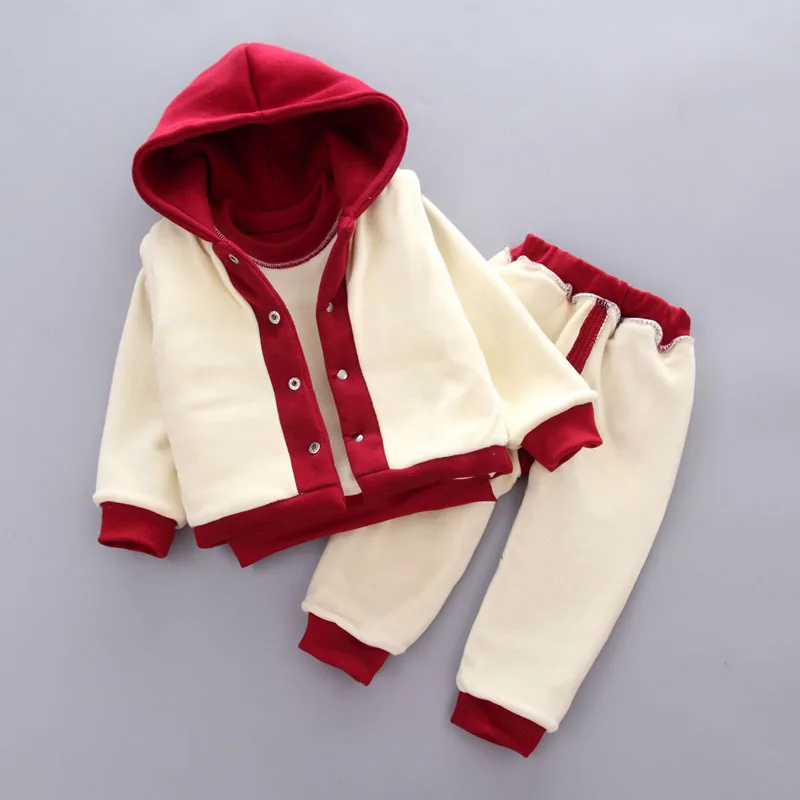 3pcs/lot Baby Girls Clothing Sets Plush Velvet Coats+Vests+Pants Thicken Cashmere Warm Boys Winter Set For 9M-4Y | Детская одежда и