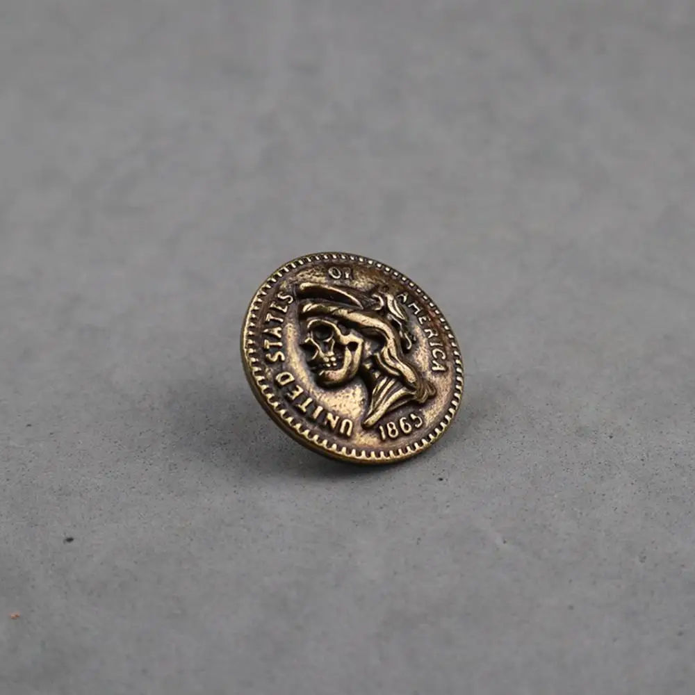 Фурнитура для кожевенного ремесла сделай сам цинковая головка черепа монета