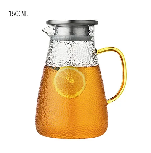 1500ml Стеклянный кувшин для холодного чайника, бутылка для холодной воды, молоток для снега, высокая термостойкость, нагреваемый 1Л 1.5л 1.8л 2л 2.5л - Цвет: 1500ml