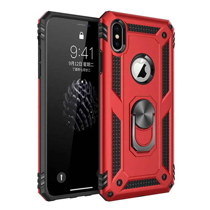 Red ZNP противоударный защитный чехол-держатель для iPhone X XS Max XR 7 6 чехол s Магнитный чехол для телефона с кольцом для iPhone 6 6s 7 8 Plus Чехол-держатель - Цвет: Red