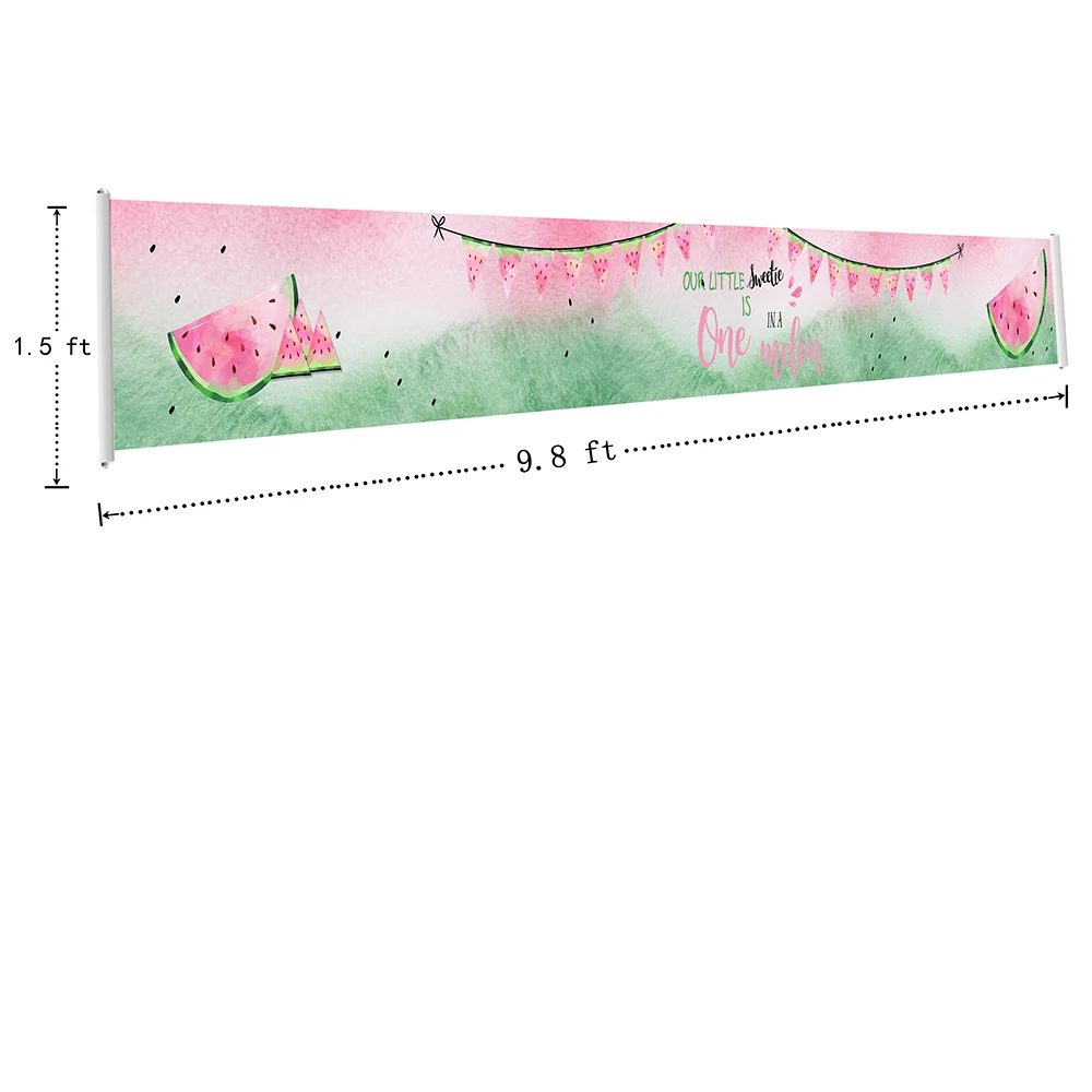 

Girl First Birthday Party Banners 1st Sweetie Melon Banners Pink Green Gradient Background Banners Signs Poster With Grommets