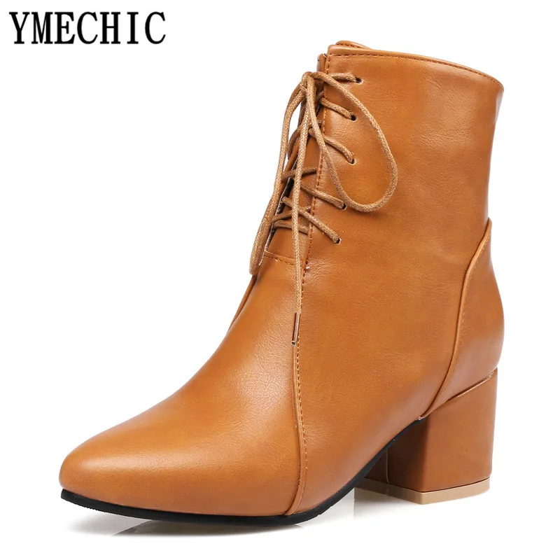 Женские короткие байкерские ботильоны YMECHIC черные бежевые желтые ботинки на