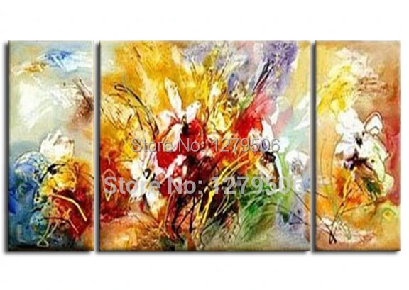 

Handmade Abstract Flowers Art Oil Painting On Canvas For Living Room Decor Hang Group Of Paintings