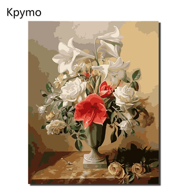 VA-0302 Kpymo DIY картина маслом в рамке по номерам цветы картины холст живопись для гостиной стены Искусство домашний декор VA-0302 - Цвет: VA-0302
