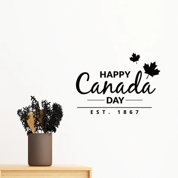

Maple Leaf Happy Canada Day 4th Of July Slogan Removable Wall Sticker Art Decals Mural DIY Wallpaper for Room Decal