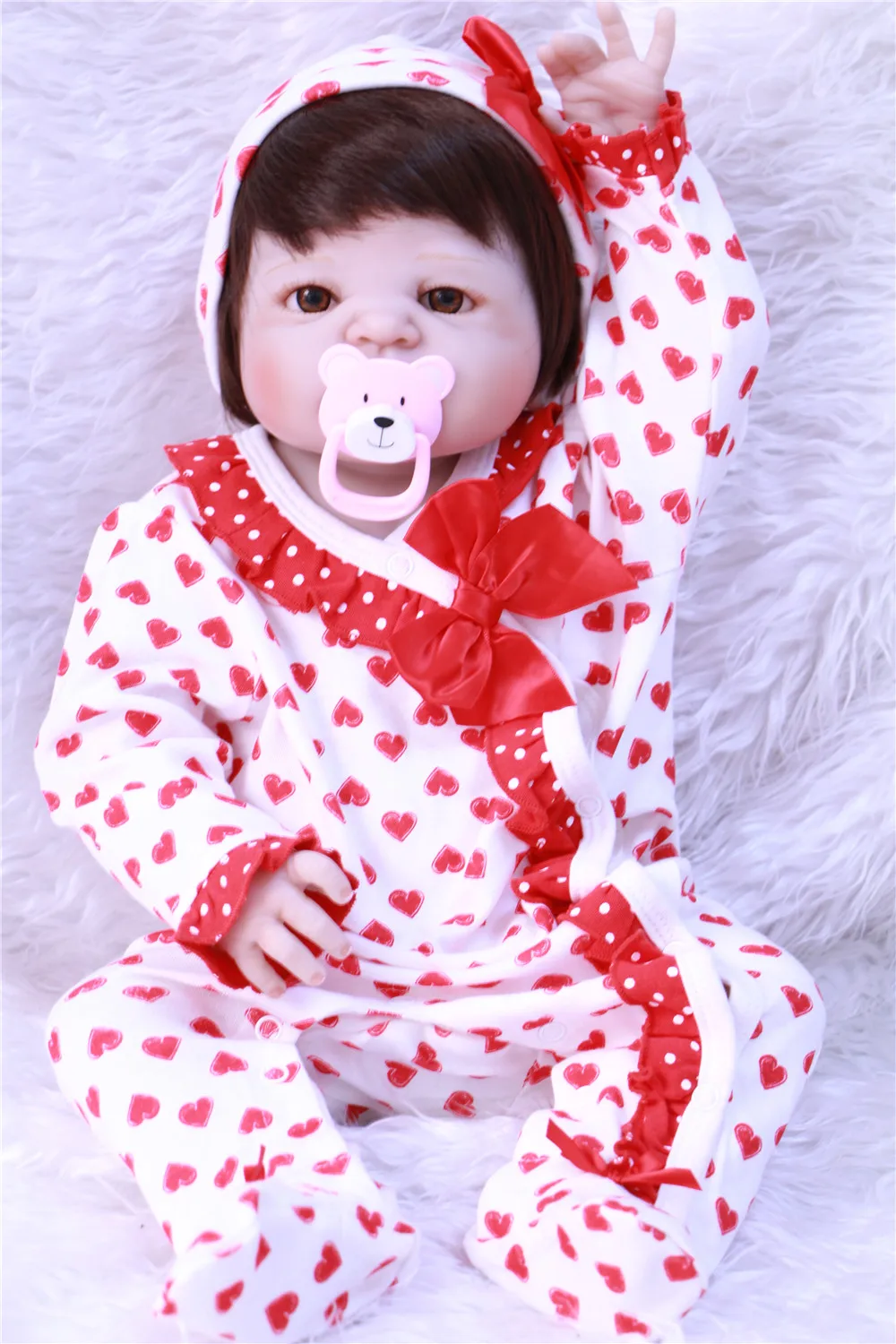 

Bebe Reborn Doll 22inch 55cm full Silicone Boy Girl Toy Reborn Baby Doll Gift for Children Pink clothes Girl dollmai