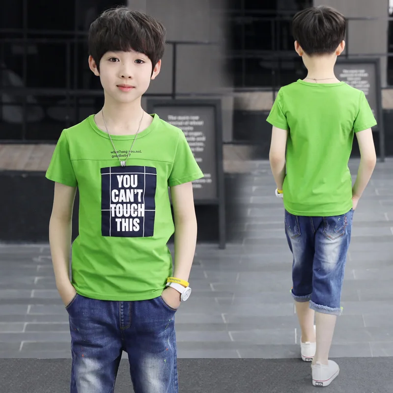 Teenager summer clothes set children boys fashon letter short sleeve o-neck t-shirt+janes shorts 2pcs for outfits 4-12Y | Детская одежда