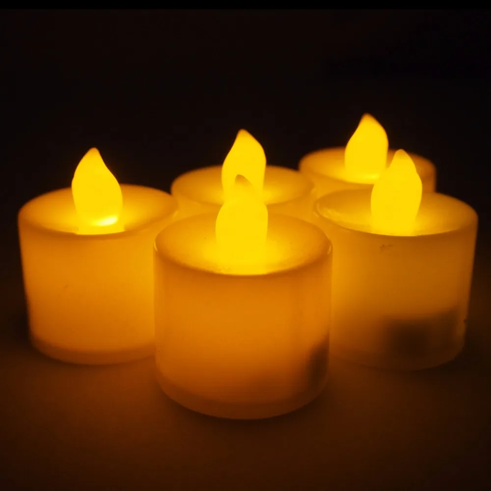 Diy 24 шт. теплый белый светодиод Velas Decorativas Bougie Янтарный свечение светодиодные
