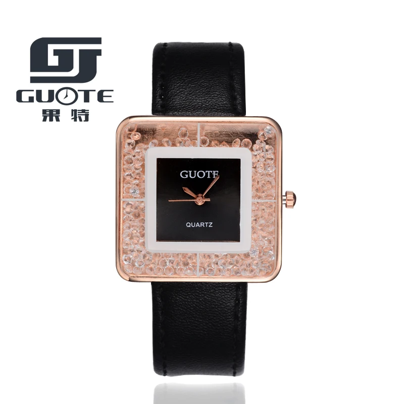 GUOTE Relogio Feminino Часы Площадь Смотреть Женщин Нежный 5 Цветов Кожаный Ремешок