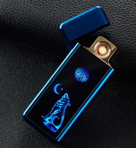 Полноэкранная электронная USB Зажигалка вольфрама турбо Зажигалка для курения - Цвет: blue wolf