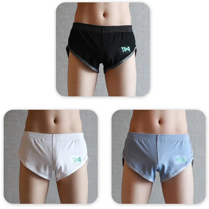 men boxers shorts 3, сексуальные боксерки, Для мужчин u-образной выпуклостью спереди для Гей Трусы свободные удобные домашняя одежда для сна Для мужчин хлопок, шорты на каждый день - Цвет: men boxers shorts