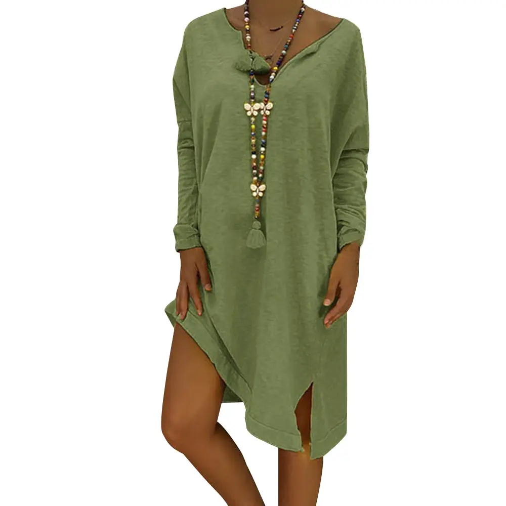 Женское платье с длинным рукавом повседневное хлопковое большого размера 5XL