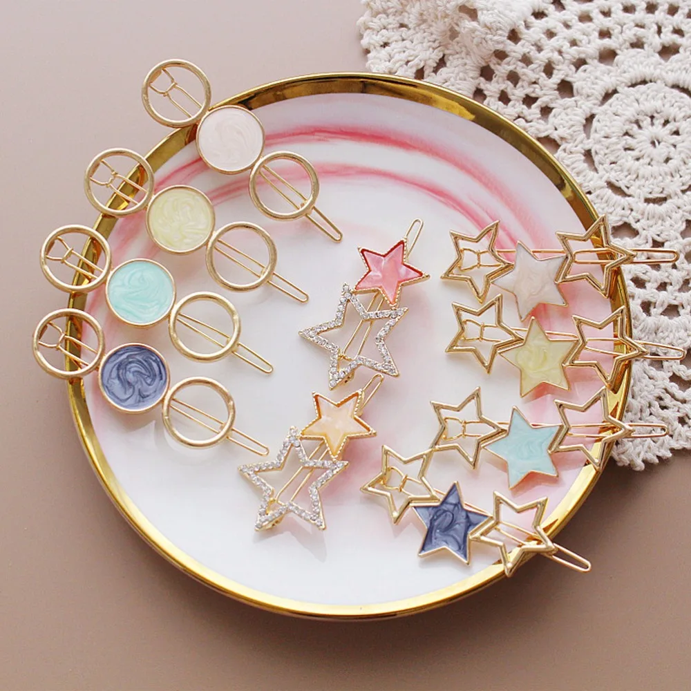 Женская заколка для волос с круглой звездой из ацетата аксессуары сплава |