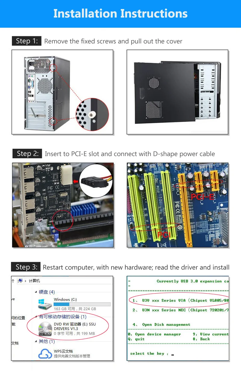 U3V PCI Express Post Card PCI-E USB 3,0 адаптер карта 4 порта 5 Гбит/с PCIE карта расширения добавить на карту для системы Windows