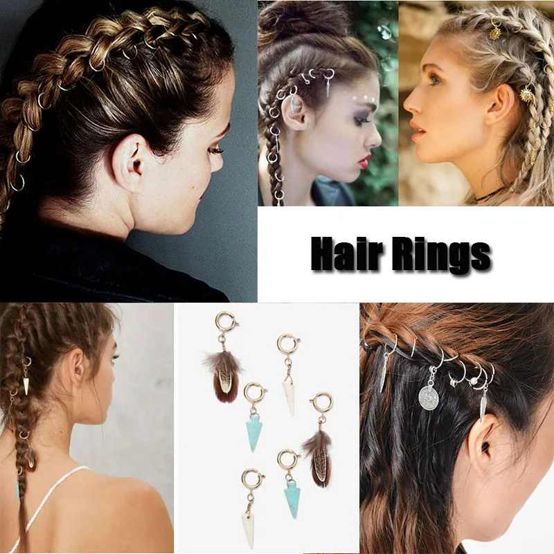 60 шт./пакет серебряные металлические кольца для волос оплетка дреды бусины