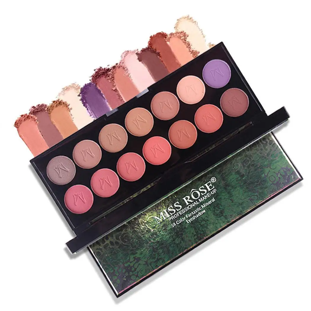 Профессиональный В наличии 14 цветов палитры теней сияющий блеск матовый макияж