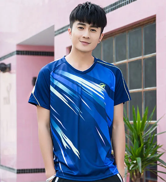 Men Navy Shirt Новые мужские теннисные mujer, быстросохнущая дышащая теннисная рубашка, обучение теннисные мячи командная одежда, бадминтон, одежда, zumaba - Цвет: Men Navy Shirt